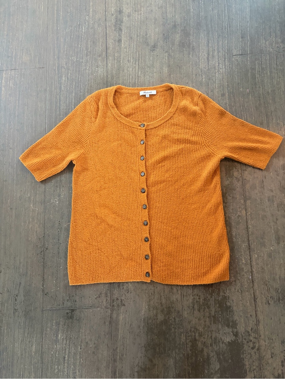 Madewell Button-Front Knit Top in Mustard